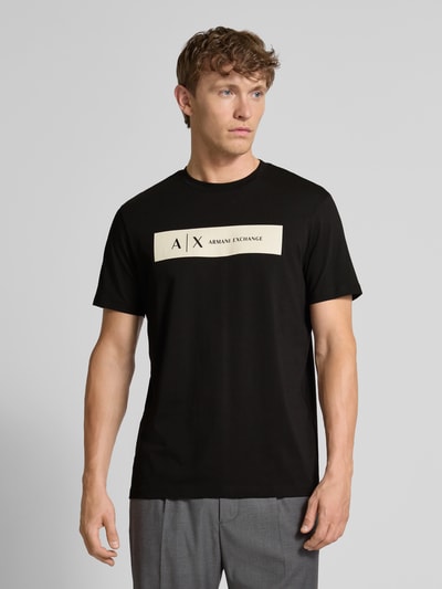 ARMANI EXCHANGE T-shirt o kroju regular fit z czystej bawełny z nadrukiem z logo Czarny 4