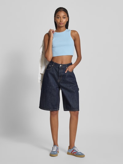 Only Slim fit korte tops van katoenmix, model 'VILMA' Lichtblauw - 1