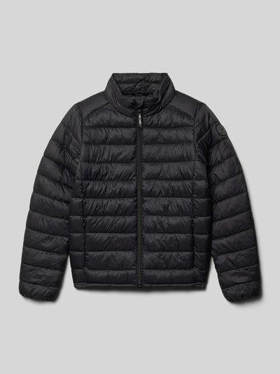 Produktfoto, schwarze Regular Fit Jacke in Stepp-Optik Modell 'Stinger' von CARS JEANS mit Stehkragen, Reißverschluss und Eingrifftaschen