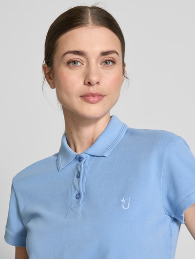 Jake*s Casual Poloshirt met motiefstitching Hemelsblauw - 3