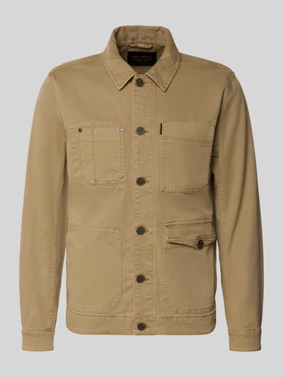 Produktfoto, Jeansjacke mit Eingriff- und Pattentaschen Modell 'FANCY' von PME Legend aus beigem bawełniany mix mit stretch, kent kołnierz, guziki, krój regular fit, długość tyłu w rozmiarze M: 68 cm, szerokość ramion w rozmiarze M: 44 cm, szerokość w rozmiarze M: 53 cm, długość rękawa w rozmiarze M: 65 cm