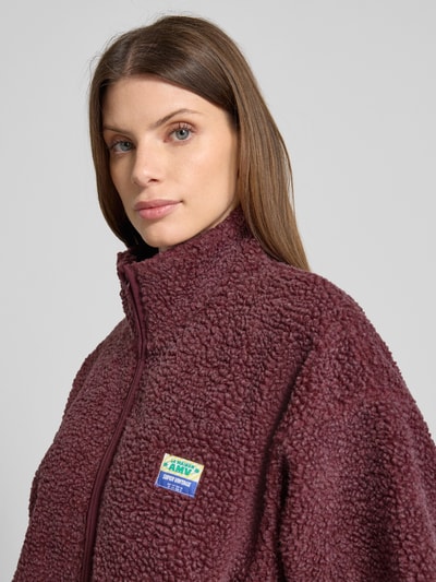 American Vintage Kurtka z polaru ze stójką i detalem z logo model ‘HOKTOWN’ Bordowy melanż 3