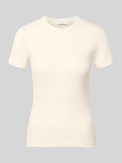 Productfoto, Regular Fit T-shirt uit modal-katoenmix van OPUS, effen crème, ronde hals, structuur, context: dames t-shirt