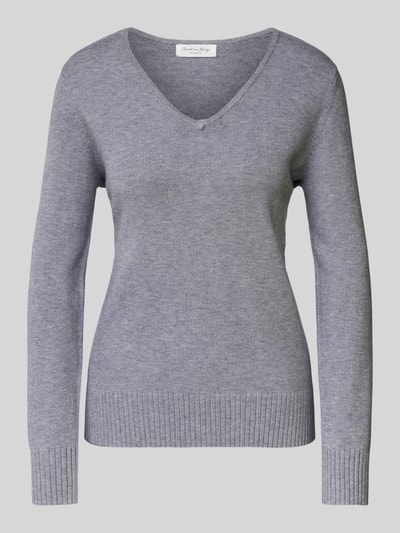 Christian Berg Woman Regular Fit Strickpullover mit V-Ausschnitt Mittelgrau 2