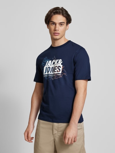 Jack & Jones T-shirt met labelprint Donkerblauw - 4