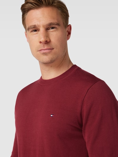 Tommy Hilfiger Gebreide pullover in gemêleerde look Donkerrood - 3