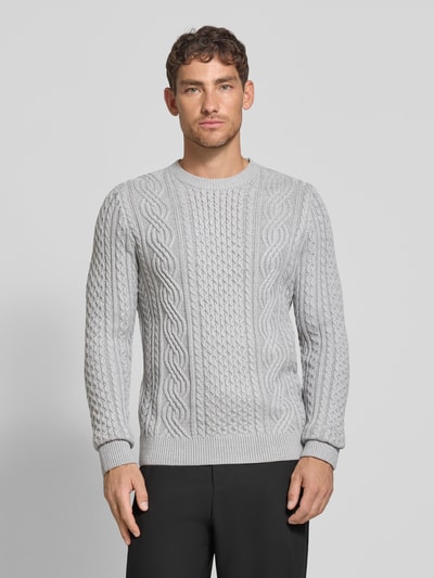 Jack & Jones Premium Strickpullover mit gerippten Abschlüssen Modell 'BLUSEAN' Hellgrau Melange 4