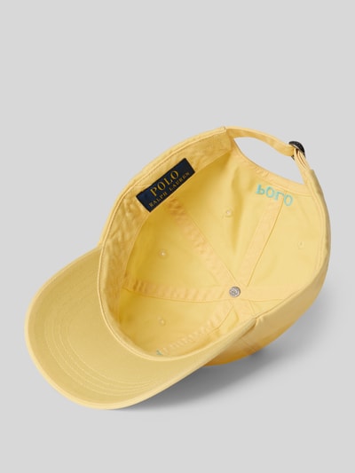 Produktfoto, Basecap aus reiner Baumwolle von Polo Ralph Lauren in Gelb, unifarben mit Logo-Detail, eingestickten Luftlöchern und verstellbarem Riegel.