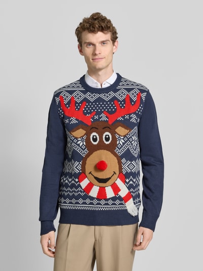 Montego Strickpullover mit gerippten Abschlüssen Marine 4