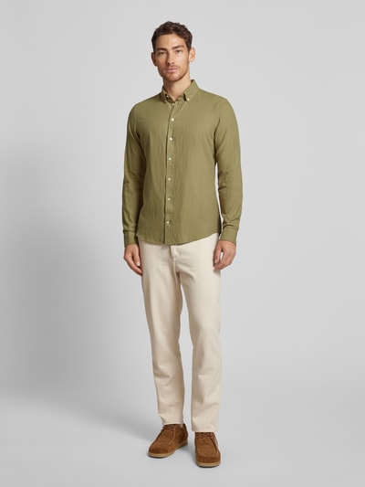 Casual Friday Regular Fit Freizeithemd mit Button-Down-Kragen Modell 'ANTON' Hellbraun 1