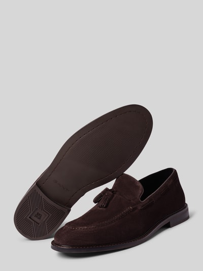 Produktfoto, Loafer aus echt leer Modell 'Lozham' van Gant, bruin, afgeronde pasvorm, velourslook, hakhoogte 2 cm, schachthoogte 7 cm, schachtwijdte 12 cm