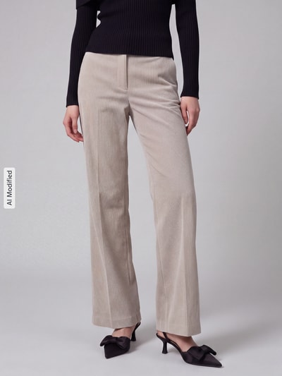 CAMBIO Regular Fit Cordhose mit angedeuteten Taschen Modell 'AMELIE' Kitt 4