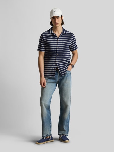 Polo Ralph Lauren Regular Fit Freizeithemd aus Baumwoll-Mix mit Lochmuster-Streifen Marine 1