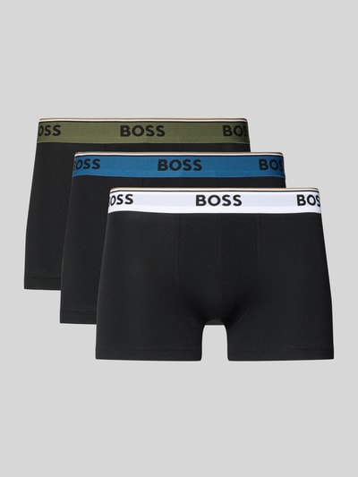 Produktfoto, Trunks aus Baumwoll-Mix im 3er-Pack Modell 'TRUNK 3P POWER' von BOSS, Optik: Unifarben, Skinny-Fit, Label-Schriftzug, elastischer Label-Bund, Multipack:3er-Pack, Materialverarbeitung: Stretch