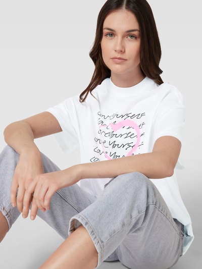 HUGO T-Shirt mit Motiv-Print Modell 'Dorene' Weiss 3