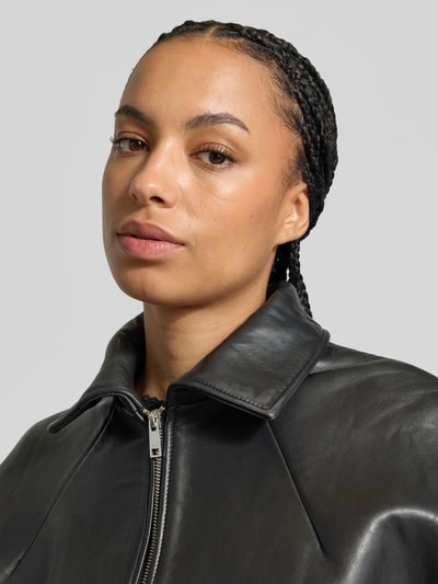 ROTATE Cropped Lederjacke aus echtem Leder Black 3