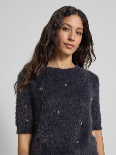 Luisa Cerano Regular Fit Strickpullover mit Zier-Applikationen Marine 3