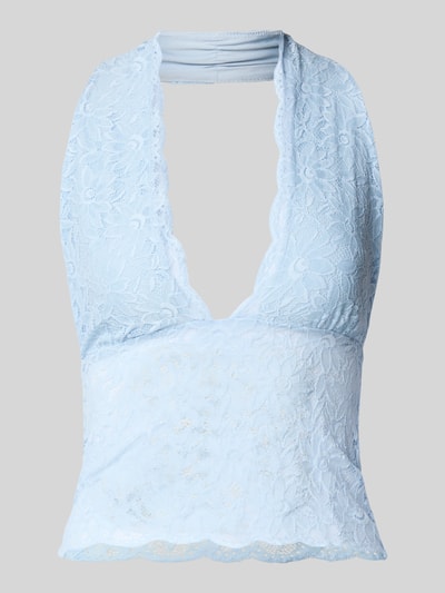Gina Tricot Neckholder-Top aus Spitze Hellblau 2