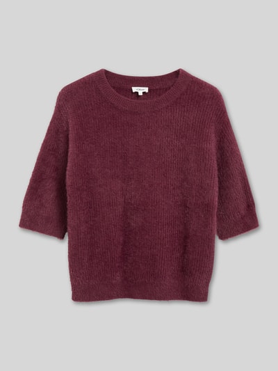 Produktfoto, Pullover mit halblangen Ärmeln von S.OLIVER CASUAL in unifarbener Strickoptik, Rundhals, 1/2-Arm, Rollsaum, leicht abgerundet
