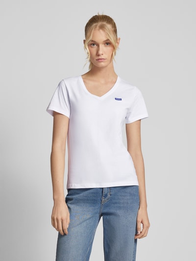 Hugo Blue T-Shirt mit Label-Stitching Modell 'Classic' Weiss 4