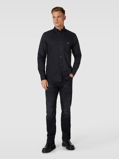 Gant Regular fit vrijetijdsoverhemd met borstzak, model 'POPLIN' Zwart - 1