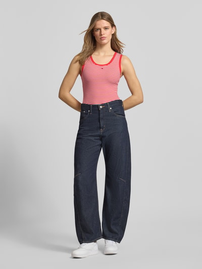 Tommy Jeans Top typu tank o kroju slim fit z mieszanki bawełny Czerwony 1