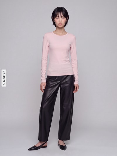 s.Oliver RED LABEL Langarmshirt mit abgerundetem Saum Rose 1