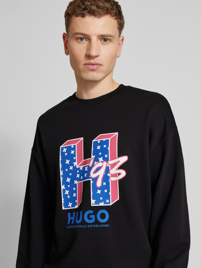Hugo Blue Sweatshirt mit Motiv-Print Modell 'Neasyo' Black 3