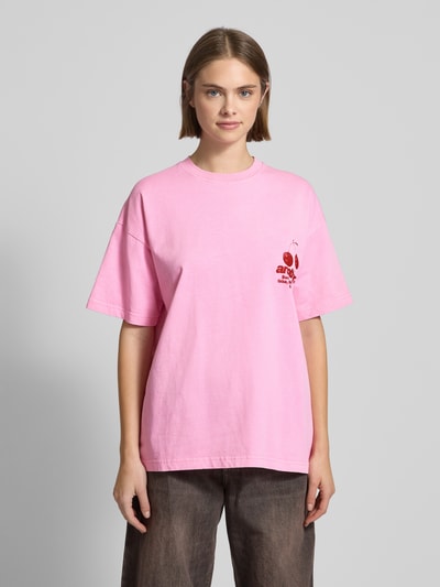 ANOTHER COTTON LAB Oversized T-Shirt mit Label-Print Modell 'Another Sweet Summer' Pink 4