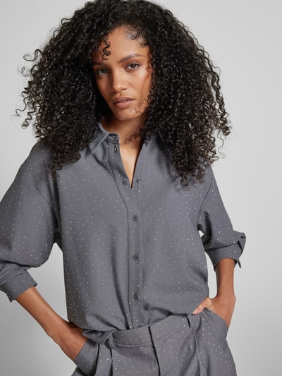 Jake*s Casual Relaxed Fit Bluse mit Ziersteinbesatz Mittelgrau 3