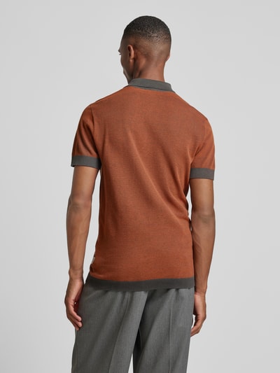 Lindbergh Slim Fit Poloshirt mit Knopfleiste Orange 5