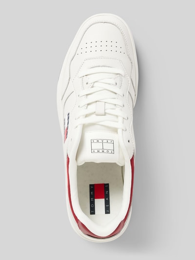 Tommy Jeans Ledersneaker mit Label-Print Weiss 3