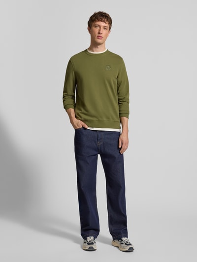Blend Regular Fit Pullover mit Logo-Stitching Modell 'Kane' Oliv 1