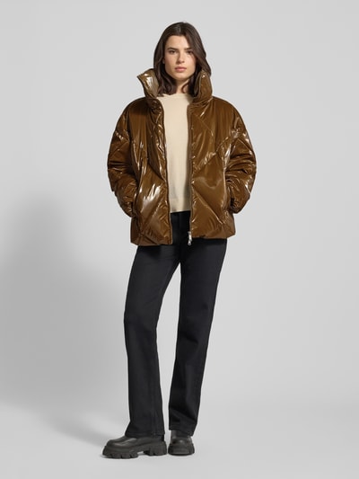 Stefanel Steppjacke mit Zweiwege-Reißverschluss Dunkelbraun 1