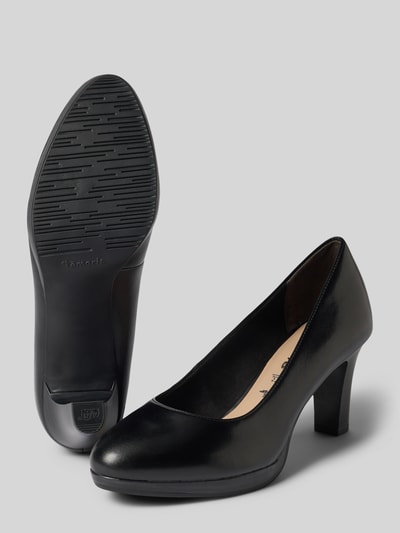 Productfoto, zwarte pumps in leerlook met ronde neus, matte en glanzende textuur, Pumps in Leder-Optik van Tamaris, Dames