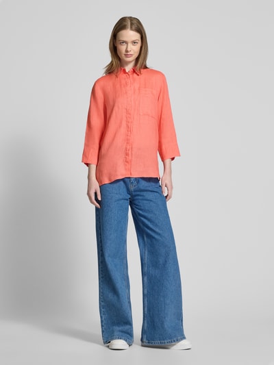 Brax Regular Fit Leinenbluse mit Brusttasche Modell 'Vickie' Koralle 1
