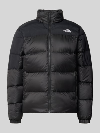 Produktfoto, schwarze Regular Fit Jacke mit Daunen-Feder-Füllung Modell 'Diabolo' von The North Face, Stepp-Optik, Stehkragen, Logo-Stitching