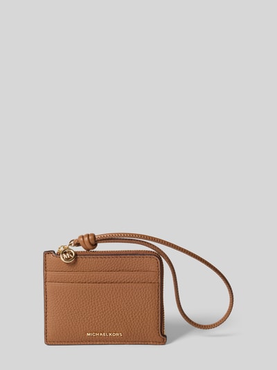Produktfoto, Portemonnaie mit Logo-Applikation Modell 'Jet Set' von MICHAEL Michael Kors in Braun, strukturierte Leder-Optik, goldfarbene Details, Steckfächer.