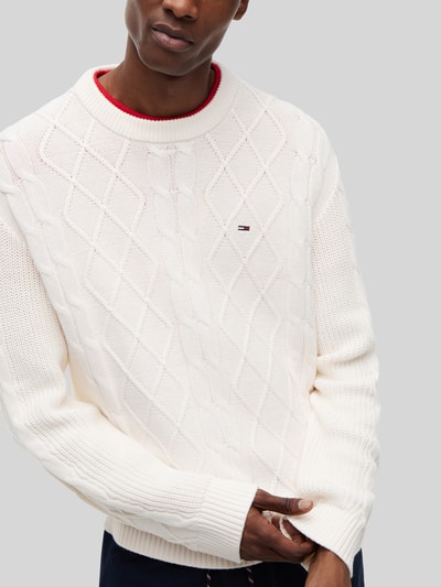 Tommy Jeans Regular Fit Pullover aus reiner Baumwolle mit Logo-Stitching Offwhite 3