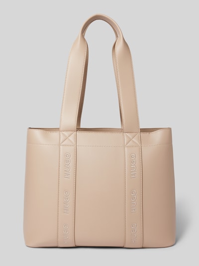 HUGO Torba shopper z wyhaftowanymi logo Szarobrązowy 4