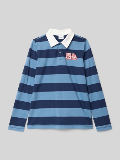 s.Oliver RED LABEL Bluzka z długim rękawem o kroju regular fit z mieszanki dżerseju i bawełny Granatowy 1