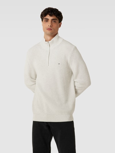 Christian Berg Men Gebreide pullover met labelstitching Offwhite - 4