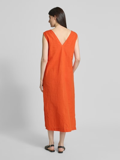 Christian Berg Woman Leinenkleid mit V-Ausschnitt Dunkelorange 5