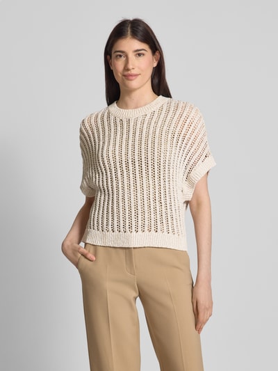 comma Strickpullover mit gerippten Abschlüssen Beige 4