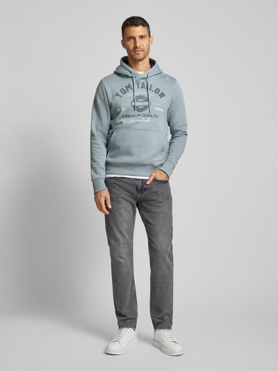 Tom Tailor Regular Fit Hoodie aus Baumwoll-Mix mit Logo Print Hellgruen 1