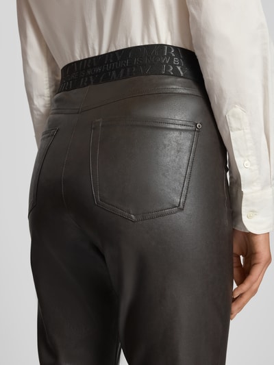 Cambio Bootcut broek in leerlook, model 'FELICE' Donkerbruin - 3