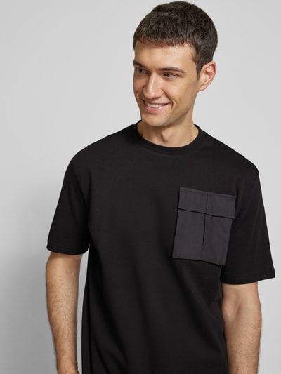 Antony Morato T-Shirt mit geripptem Rundhalsausschnitt Black 3