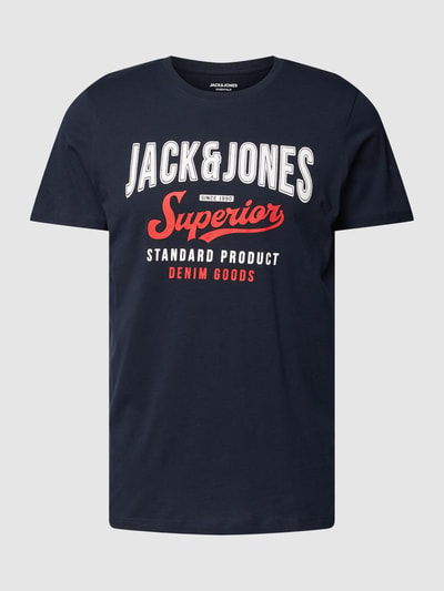 Jack & Jones T-shirt z nadrukiem z logo Ciemnoniebieski 2