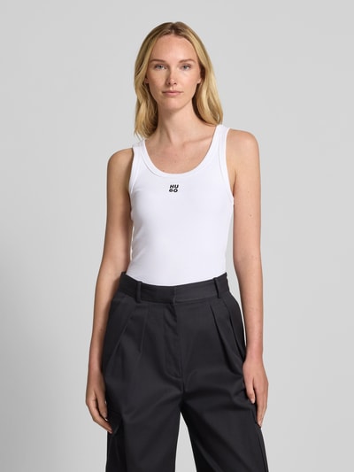 HUGO Tanktop mit Label-Stitching Modell 'Datamia' Offwhite 4