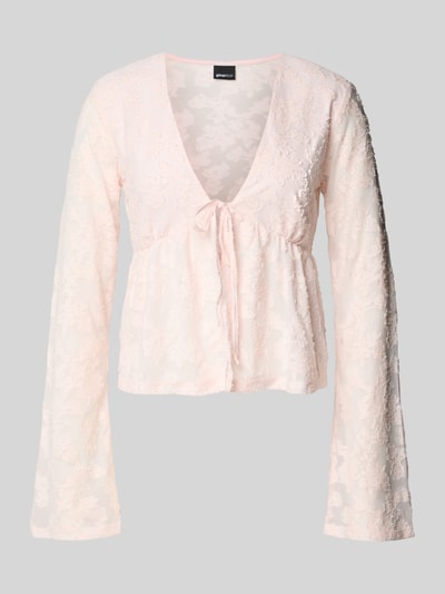 Gina Tricot Langarmbluse mit Schnürverschluss Rosa 2